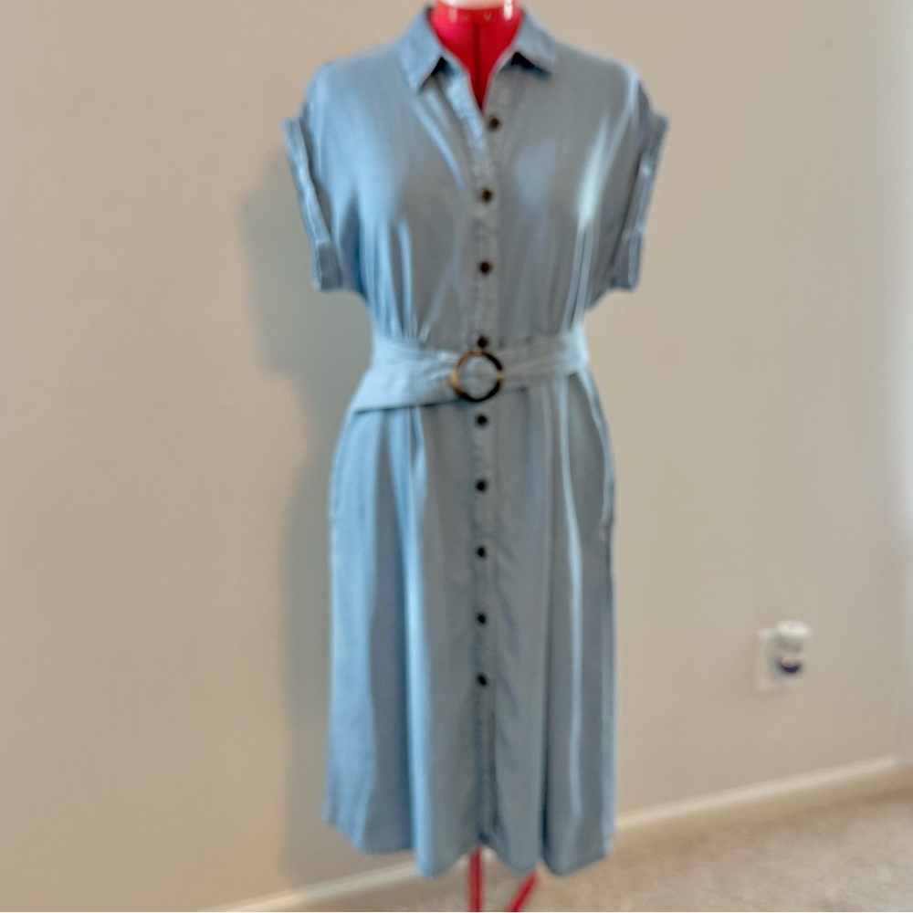 LOFT Chambray Belted Dress